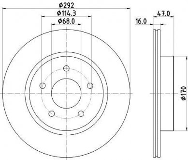 Купити Гальмівний диск Nissan X-Trail Renault Koleos II 04.14- HELLA 8DD 355 123-061 (фото1) підбір по VIN коду, ціна 2215 грн.