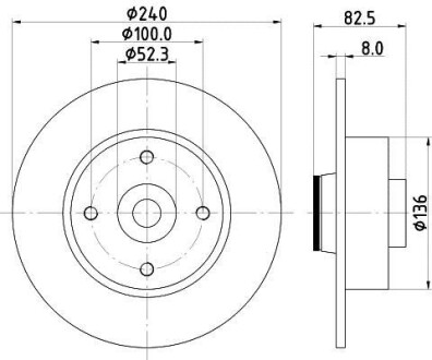 Диск тормозной с покрытием PRO; задн. с подшипником HELLA 8DD355123241