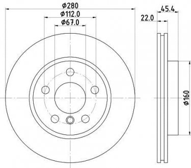 PRO MINI Диск тормозной передний BMW 2/F45 Mini Cooper, BMW F45, Mini Clubman HELLA 8DD 355 123-481