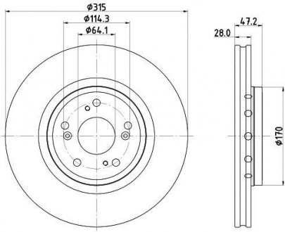 HONDA Диск тормозов. передняя. CR-V 15- Honda CR-V HELLA 8DD 355 125-321