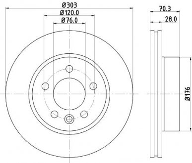 Купить PRO VW Диск тормозов. передняя. CRAFTER 16- HELLA 8DD 355 125-561 (фото1) подбор по VIN коду, цена 2863 грн.