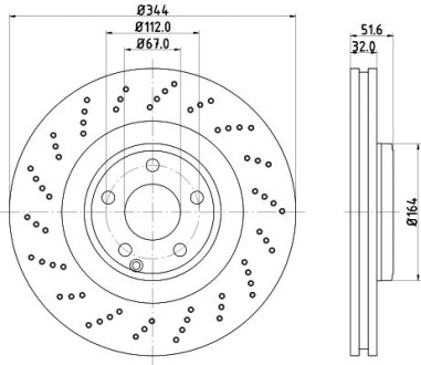 PRO HIGH CARBON DB Тормозной диск передний. C218, X218 Mercedes CLS-Class HELLA 8DD 355 126-381