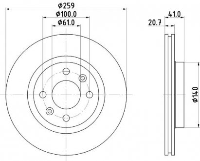 Диск тормозной перед. Renault Clio I, Clio Ii, Kangoo, Kangoo Express, Megane I, Megane I Classic, Megane I Coach 1.2-2.0 06.8 HELLA 8DD 355 126-531