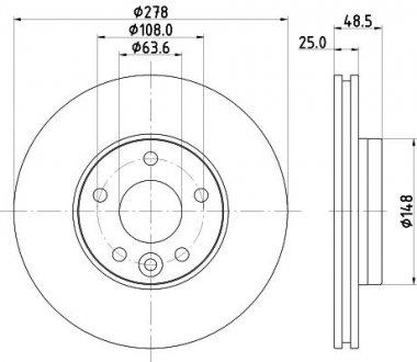 PRO HIGH CARBON VOLVO Диск тормозов. передняя. V40 12- Volvo V40 HELLA 8DD 355 126-561