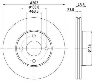 PRO FORD Диск тормозной передний FIESTA VII 1.0 EcoBoost 17- Ford Fiesta HELLA 8DD 355 126-601