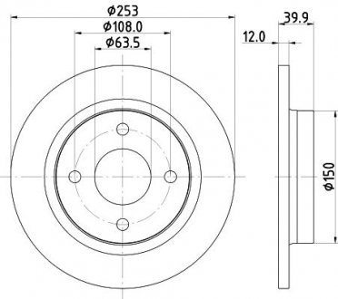 PRO FORD Диск тормозной задний FIESTA VII 1.0 Ford Fiesta HELLA 8DD 355 126-611