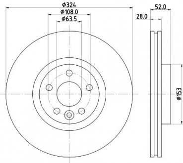 Диск тормозной PRO High Carbon; передняя. Volvo XC60 HELLA 8DD355126661