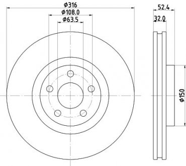PRO FORD Тормозной диск S-MAX 2.0TDCI 15- HELLA 8DD 355 126-701
