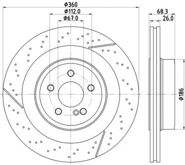 Диск гальмівний PRO High Carbon перфорований; задн. HELLA 8DD 355 126-871