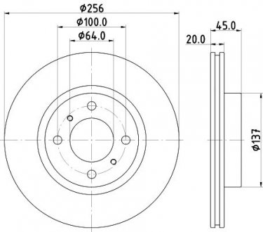 PRO MITSUBISHI Диск гальм. передн. COLT -12 HELLA 8DD 355 126-941