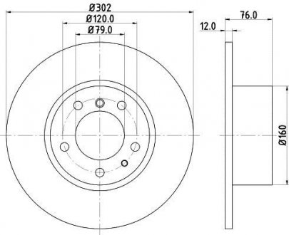 PRO HIGH CARBON BMW ДИСК ГАЛЬМIВНИЙ ПЕРЕДНIЙ.5-serie E34 88- HELLA 8DD 355 127-021