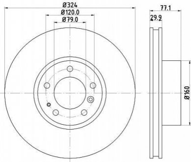 Диск гальмівний перед. BMW 5-serie E39, 7-serie E38 (324*30) HELLA 8DD 355 127-101