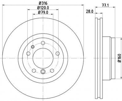 Диск тормозной PRO High Carbon; передняя. BMW E38 HELLA 8DD355127161