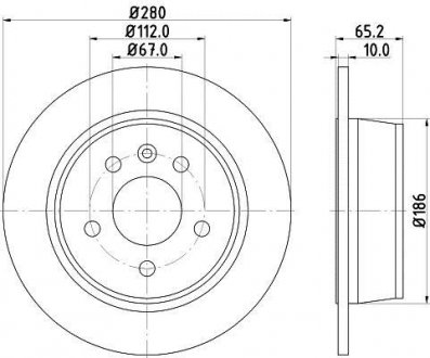 PRO HIGH CARBON DB Диск тормозной задний. Vito 95-03 (280*10) HELLA 8DD 355 127-241