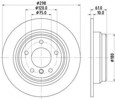 PRO HIGH CARBON BMW Диск тормозной задний. E39 2,0-2,5 (298*8,4) HELLA 8DD 355 127-271