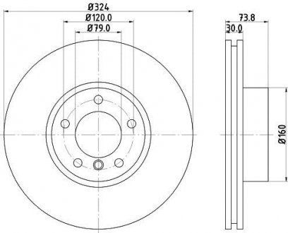 Диск тормозной передний Bmw 5(E39) 3.0-4.0 + Diesel 98-04 HELLA 8DD 355 127-621