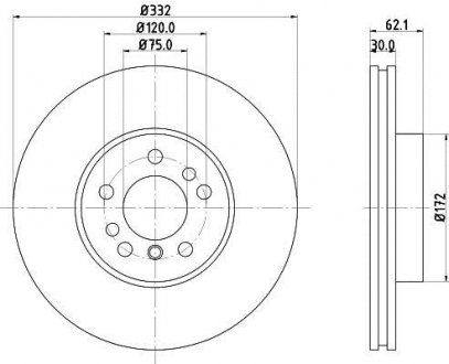 Диск тормозной PRO High Carbon; передняя. HELLA 8DD355127631