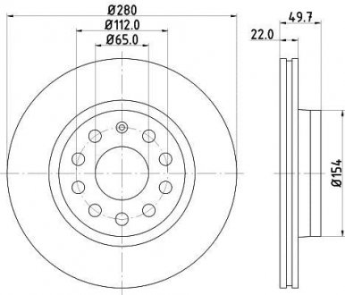 Купить PRO HIGH CARBON AUDI диск тормозной перед.(280x22) (вентил.) A3 03- VW Golf V, Caddy 04- Seat Leon, Volkswagen Golf, Skoda Octavia, Volkswagen Jetta, Audi A3, Skoda Yeti, Volkswagen Caddy, Seat Altea, Toledo HELLA 8DD 355 127-991 (фото1) подбор по VIN коду, цена 1748 грн.