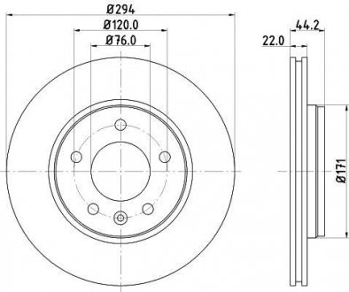 PRO HIGH CARBON VW Диск тормозной задн. (вентил.) T5 03- (294*22) HELLA 8DD 355 128-031