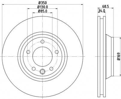 Диск тормозной PRO High Carbon передний прав. Audi Q7 3.0TDI/Porsce Cayenne/VW Touareg 3.0TDI-6.0TDI 09.02- HELLA 8DD 355 128-071