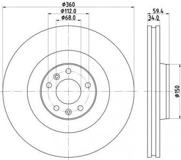 Купить Диск тормозной Volkswagen Phaeton, Audi A8, A6 HELLA 8DD355128091 (фото1) подбор по VIN коду, цена 5253 грн.