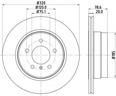 Диск гальмівний зад. BMW X5 (E70), X5 (F15, F85), X6 (E71, E72), X6 (F16, F86) 2.0D-3.0D 10.06-07.19 HELLA 8DD 355 128-761