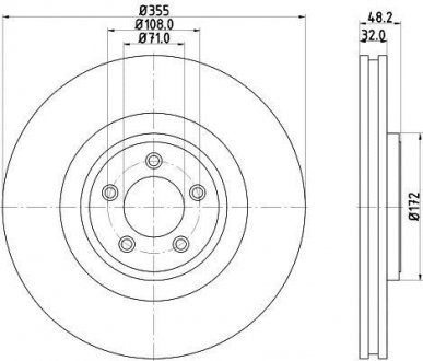 PRO HIGH CARBON JAGUAR Тормозной диск передний. F-TYPE, XF I, XK II HELLA 8DD 355 129-071