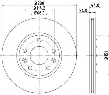 PRO HIGH CARBON Диск тормозной передний (280*24) RENAULT Duster 10-, Laguna 1.5DCI 07-, Megane 08- HELLA 8DD 355 129-121