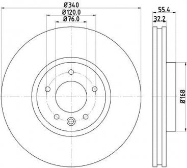 PRO HIGH CARBON VW Диск тормозов. передняя. TRANSPORTER VI Volkswagen Multivan, Transporter HELLA 8DD 355 129-251