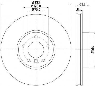 PRO HIGH CARBON BMW Диск тормозной передний X5 E70,X6 E71 xDrive 06- HELLA 8DD 355 129-291