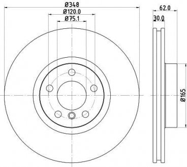 Диск тормозной (High Carbon) перед. BMW X5,X6 08- HELLA 8DD 355 129-301