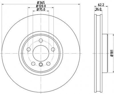 PRO HIGH CARBON BMW Диск гальм. передній X5 E70, X6 E71 BMW X5, X6 HELLA 8DD 355 129-311