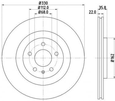 PRO HIGH CARBON VW Диск тормозной задний Audi A8 10- Audi A7, A6, A8, Q5, A5, A4, Q7 HELLA 8DD 355 129-381