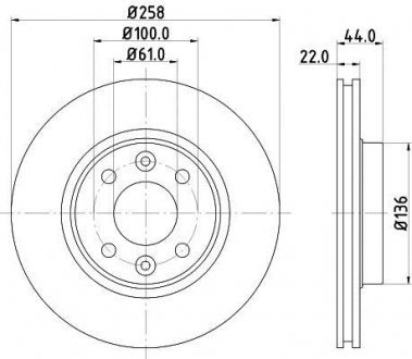 PRO HIGH CARBON RENAULT ДИСК ГАЛЬМIВНИЙ ПЕРЕДНIЙ Sandero, Logan II, Renault, Smart HELLA 8DD 355 129-621