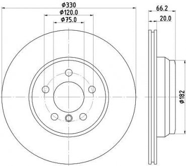 Диск гальмівний PRO High Carbon; задн. BMW F30, F32, F31, F33, F34, F36 HELLA 8DD355129641