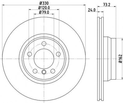 Диск тормозной передний BMW 3(F30) 330x24 BMW F30, F32, F31, F33, F34, F36, F22, F23 HELLA 8DD 355 129-651