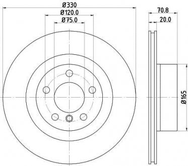 Диск тормозной зад. BMW X3 (F25), X4 (F26) 2.0D-3.0 10- BMW X3, X4 HELLA 8DD 355 129-811