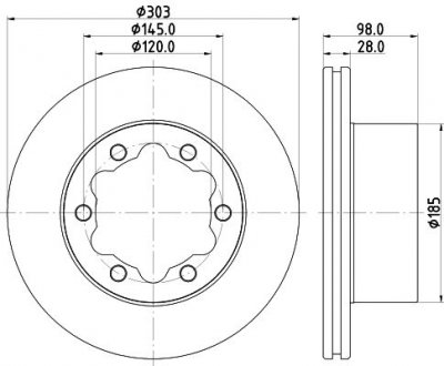 PRO VW Тормозной диск задний. CRAFTER HELLA 8DD 355 129-991