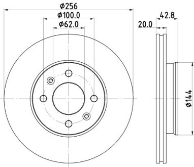 Купить PRO KIA Диск тормозов. передняя. Picanto 17- HELLA 8DD 355 130-001 (фото1) подбор по VIN коду, цена 1352 грн.