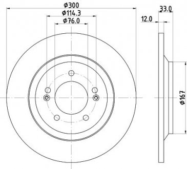 Купити PRO HYUNDAI Гальмівний диск задн. i30 17- HELLA 8DD 355 131-381 (фото1) підбір по VIN коду, ціна 1617 грн.