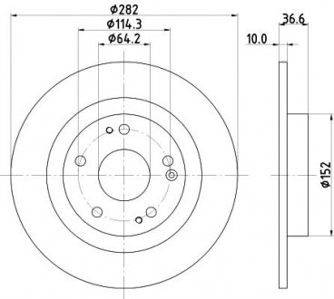 PRO HONDA Тормозной диск задний. CIVIC X 1.5 VTEC (FK7) 17- HELLA 8DD 355 131-901