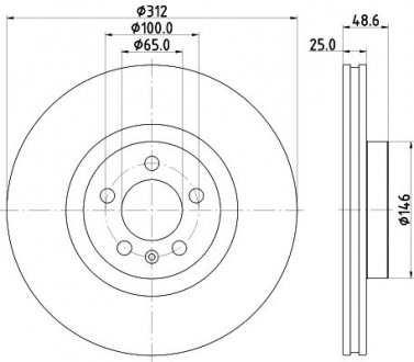 PRO VW Гальмівний диск передн. POLO VI 17- HELLA 8DD 355 132-011