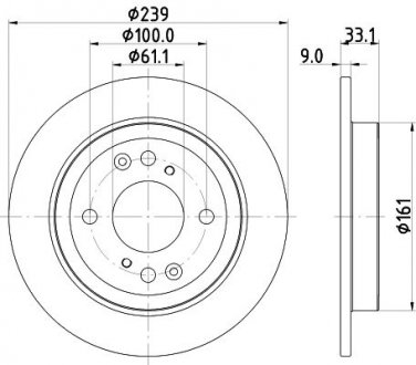 PRO HONDA Диск тормозной задний. Jazz 08- HELLA 8DD 355 132-061