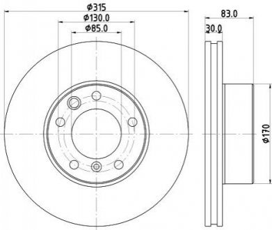 Купить Тормозной диск перед. MB W460/W461/W463 79- 2.3 -6.0 Pro HC Mercedes G-Class HELLA 8DD355132-151 (фото1) подбор по VIN коду, цена 2383 грн.