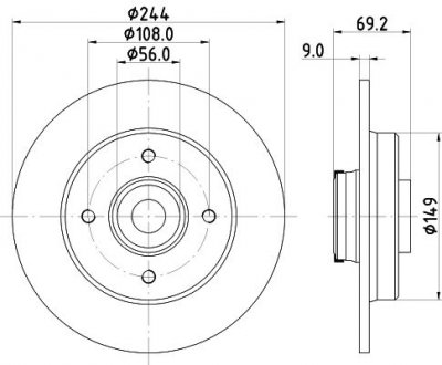 Диск тормозной Peugeot 2008, Citroen C3, Opel Crossland X HELLA 8DD355132161