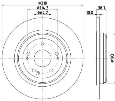 PRO HONDA Диск тормозной задний. CR-V 16- HELLA 8DD 355 132-231