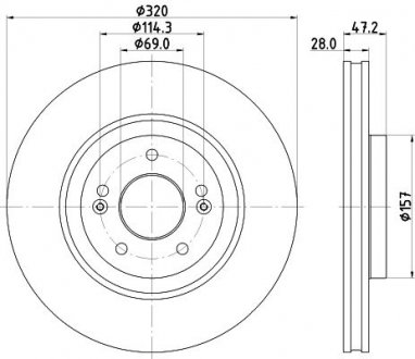 PRO HYUNDAI Диск гальм. передн. i40 11-, ix35 14-, Grandeur, KIA Hyundai I40, KIA Optima, Ceed, Hyundai IX35, KIA Soul HELLA 8DD 355 132-251