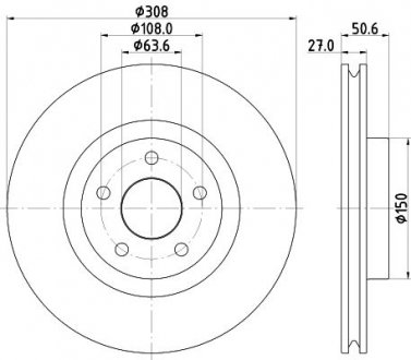 FORD PRO Тормозной диск передний. FOCUS IV, KUGA III HELLA 8DD 355 132-291