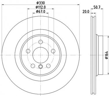 PRO BMW Тормозной диск задний (High carbon) 1 (F40), 2 Gran Coupe (F44), X2 (F39) HELLA 8DD 355 132-301