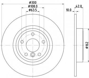 PRO JAGUAR Тормозной диск задний. XE 2.0 15-, XF II 2.0 15-, XF SPORTBRAKE 2.0 D 17- HELLA 8DD 355 132-391